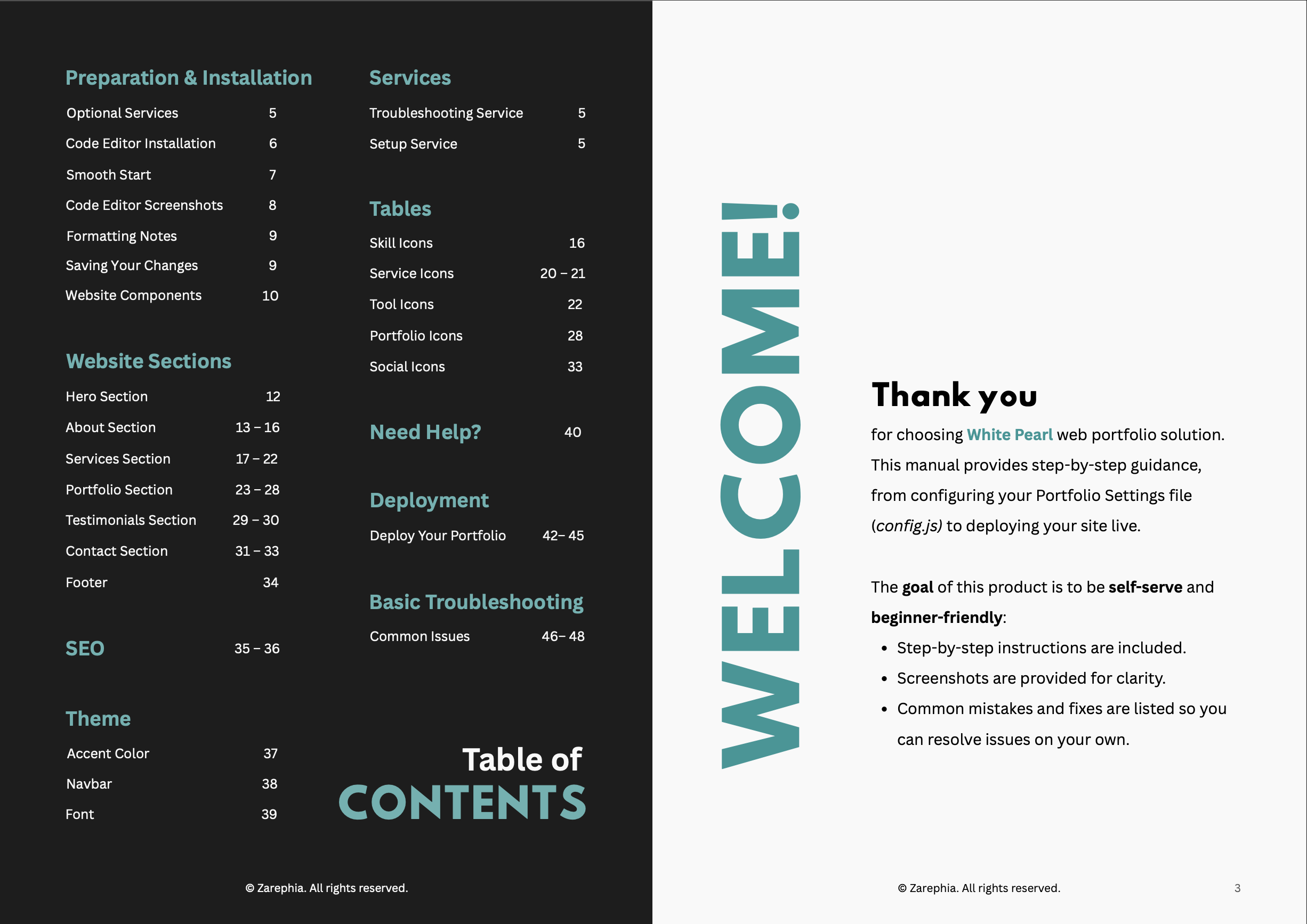 TOC and Welcome page